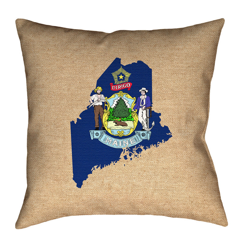 Housse de coussin Katelyn Smith Maine State, 20 po x 20 po, Brun et bleu