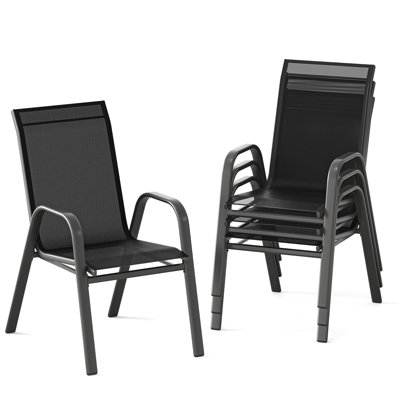 Ensemble de 4 chaises de patio pour l'extérieur, empilables en tissu Textilene