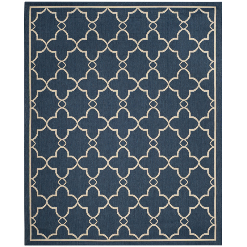 Tapis d'intérieur / extérieur à motif géométrique Courtyard Performance, Rectangle 8 pi x 10 pi