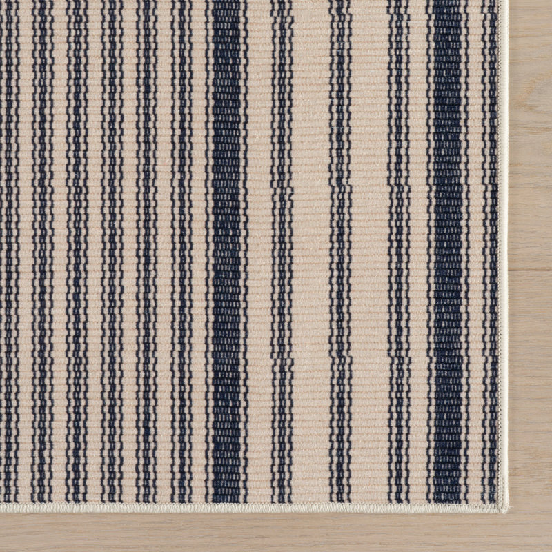 Axiom Coastal Striped Machine Printed Washable Rug, Rectangle 7'6" x 9'6"