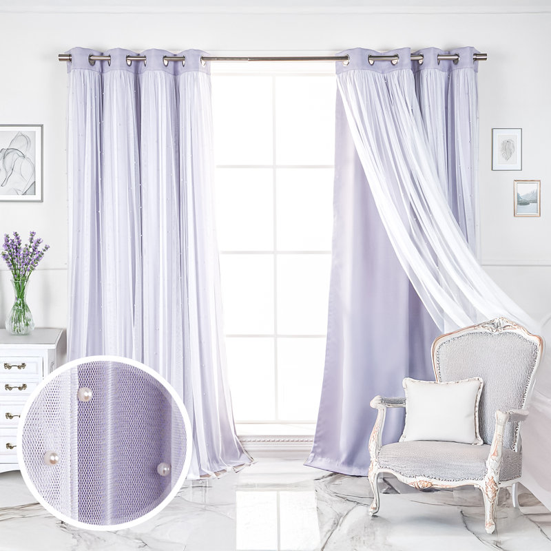 Rideaux obscurcissant avec œillets Pearl, L 52 po x L 84 po, Lilas