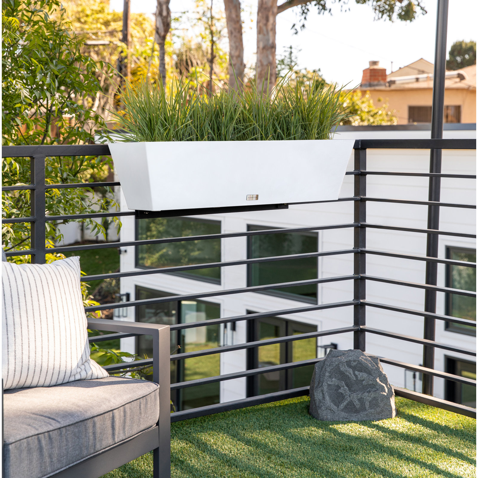 Pure Series Railing Planter, 9'' H x 36'' W x 10'' D, White, Set of 1