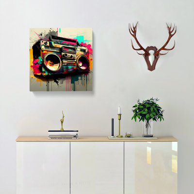 Boombox Abstract Expressionism - Wrapped Canvas