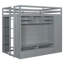 Lit mezzanine double avec tiroirs, tablettes et gris clair-386540540