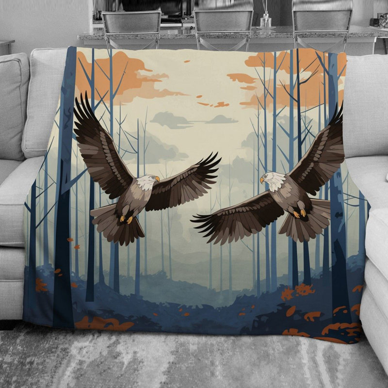 Eagle Machine Printed Throw Blanket, Throw
