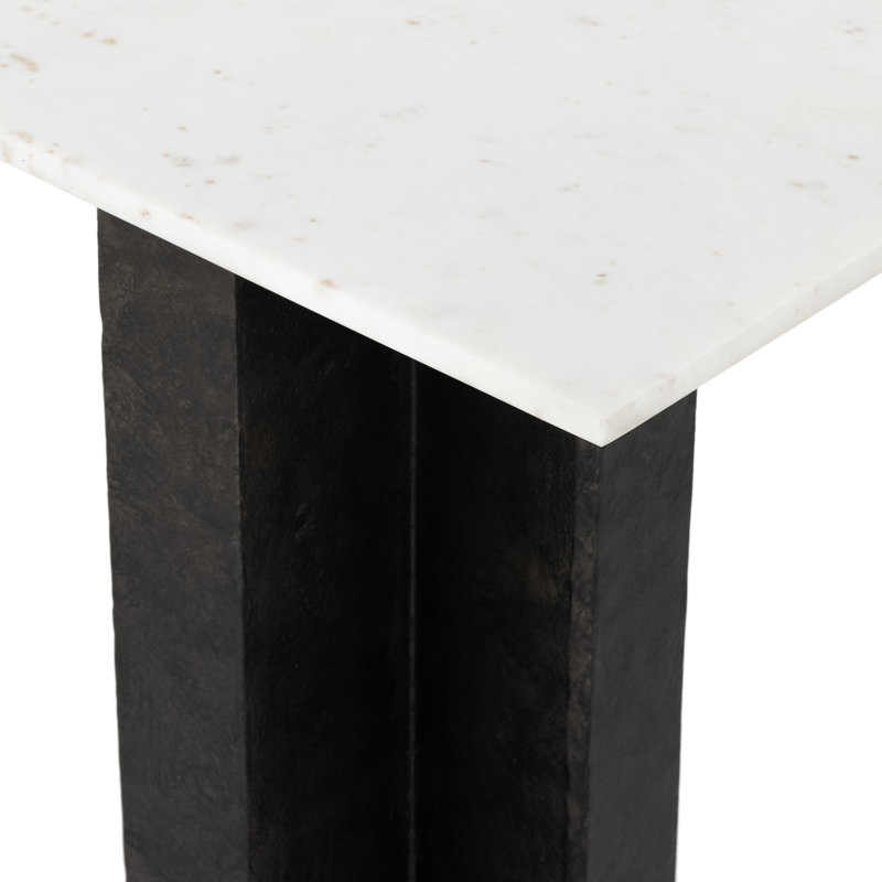 Terrell 51'' W Marble Console Table, White/Neutral