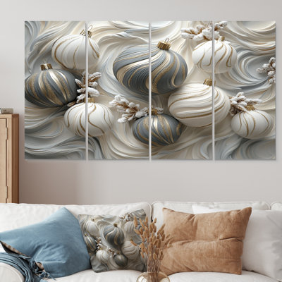 «White and Grey Christmas Peppermint Swirl», ensemble de reproductions d'art mural de Noël