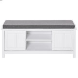 Entryway Shoe Bench, Storage Ottoman Bench With Adjustable Shelf