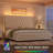 Ellaville Bed Frame Tall Wingback Headboard Velvet Upholstered Deep Button Tufted Platform Bed with LED Wall Washer Lighting-9274089-9274094