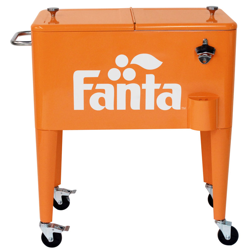 Leigh Country 60 Quarts Serving Station / Cart Cooler with wheels in Orange