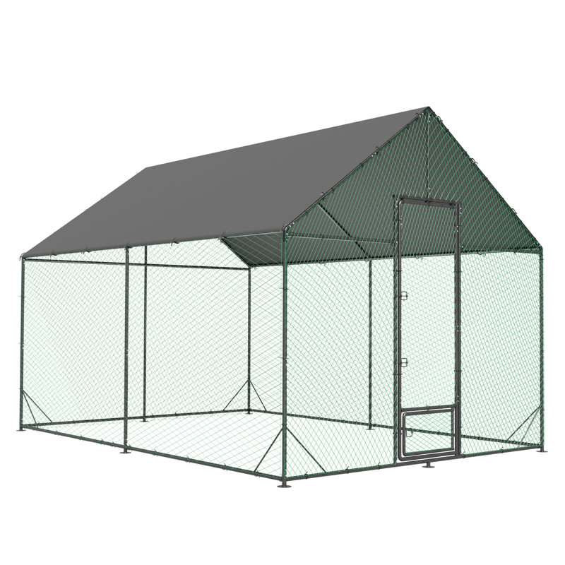 Poulailler en métal antirouille avec cage de volaille Runin, H 109 po x l 118 po x P 159,5 po