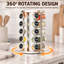 Revolving Spice Carousel Organizer Set with 20 Spice Jars, Rotating Kitchen Spice Tower with 386 Spice Labels for Countertop and Cabinet