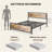 Modern Wood & Black Metal Platform Bed Frame with Sturdy Headboard-472822283-472822281