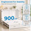 Grand lit escamotable avec station de charge, blanc