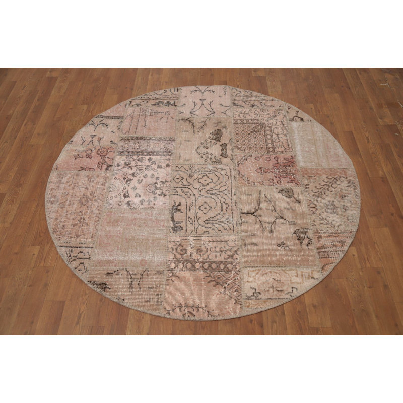 Tapis rond patiné moderne patiné 5 x 5