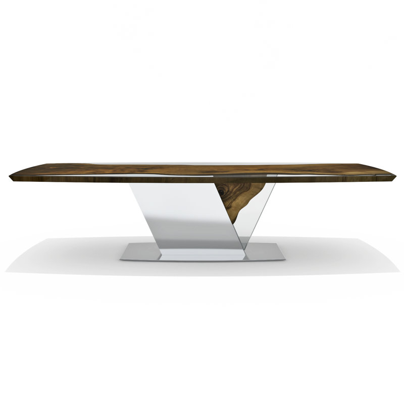 Walnut Metal Base Dining Table, H76 x L275 x W122cm