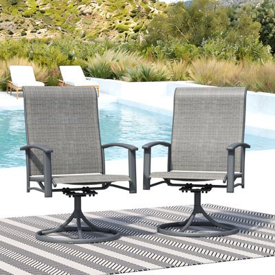 Swivel Patio Chairs Set of 2, Outdoor Swivel Armchairs, High Back Metal Dining Chairs for Outside, Ergonomic Patio Swivel Chairs, All-Weather Garden Deck Furniture