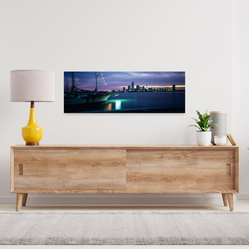 Sailboat In The Sea Miami Miami-Dade County Florida USA by Jack Krawczyk - Wrapped Canvas Panoramic Print