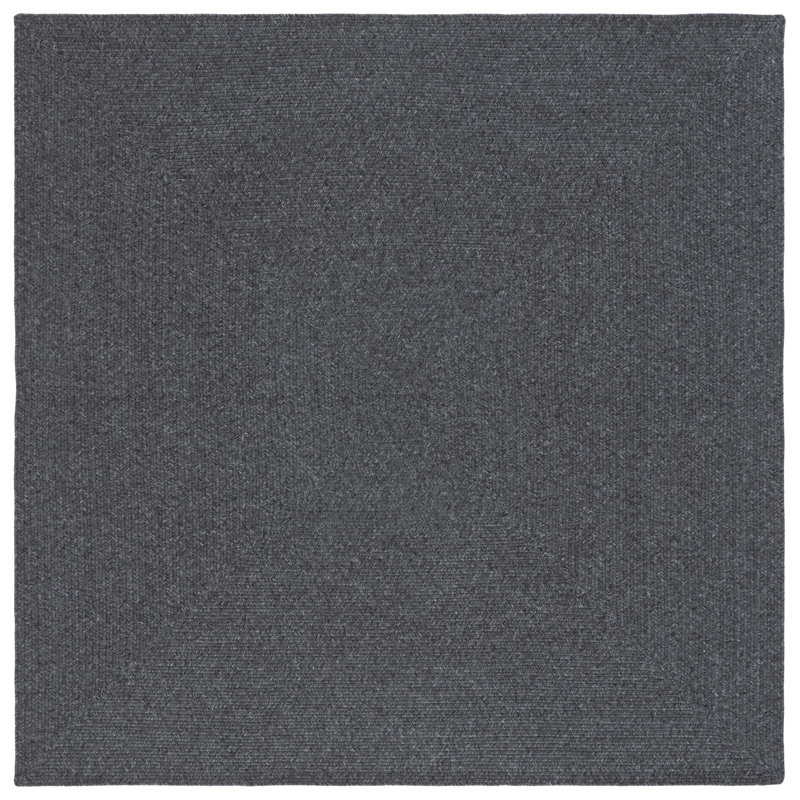 Tapis bleu foncé / ivoire tissé à la main Trombetta, Carré 5 pi, Black