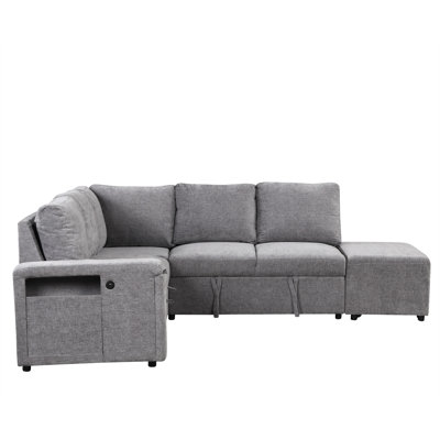 L-Shaped Pull-Out Sofa Bed With Storage