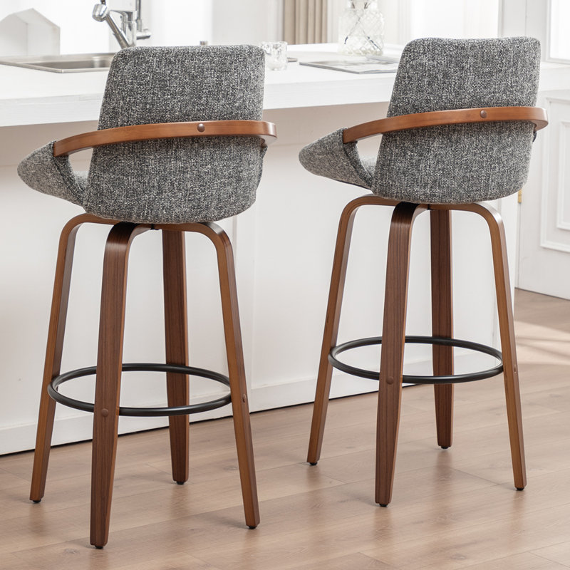 Tabouret de bar et de comptoir pivotant Carruth, Tabouret de bar (siège d'une hauteur de 30 po), Gris clair