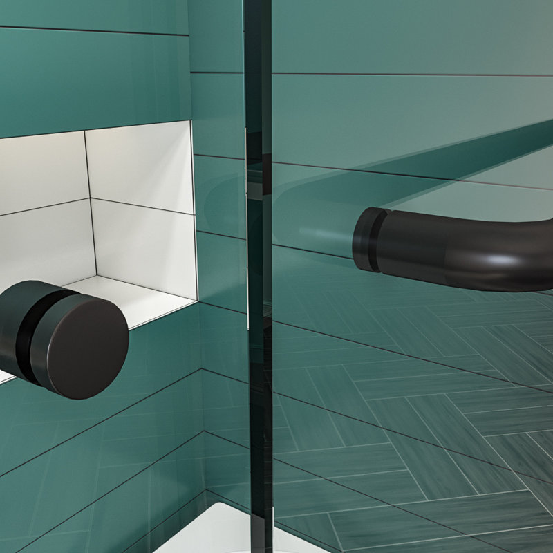 56"-60" W x 62" H Semi-Frameless Double Sliding Tub Door, Black