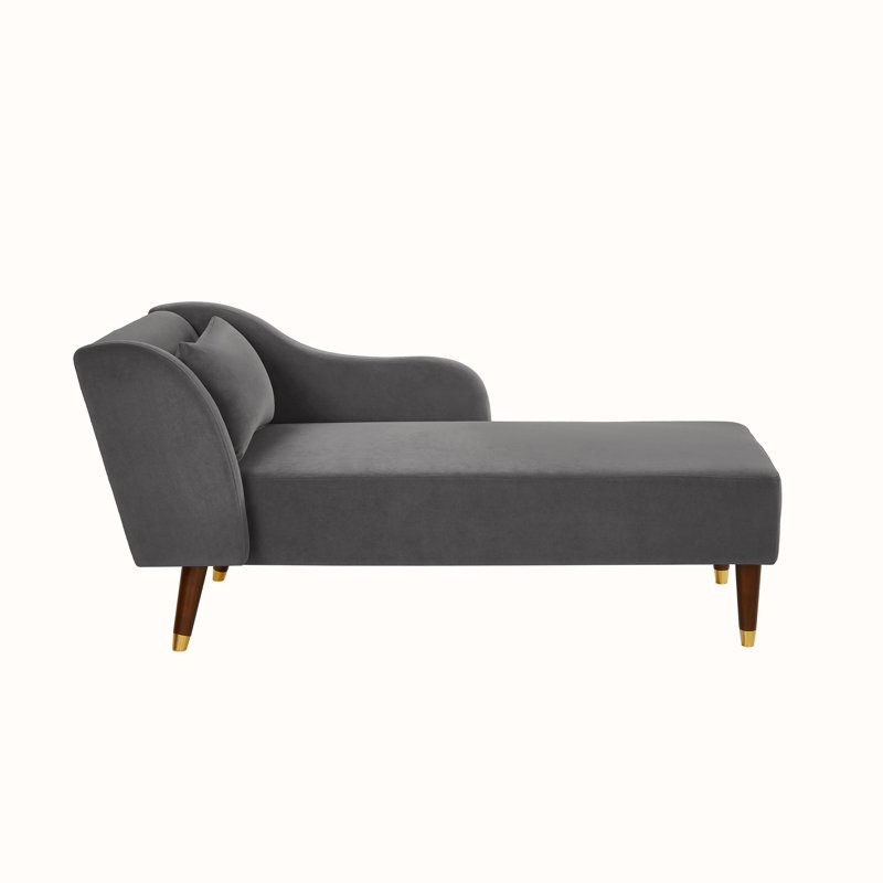 Chaise longue en velours, Velours gris