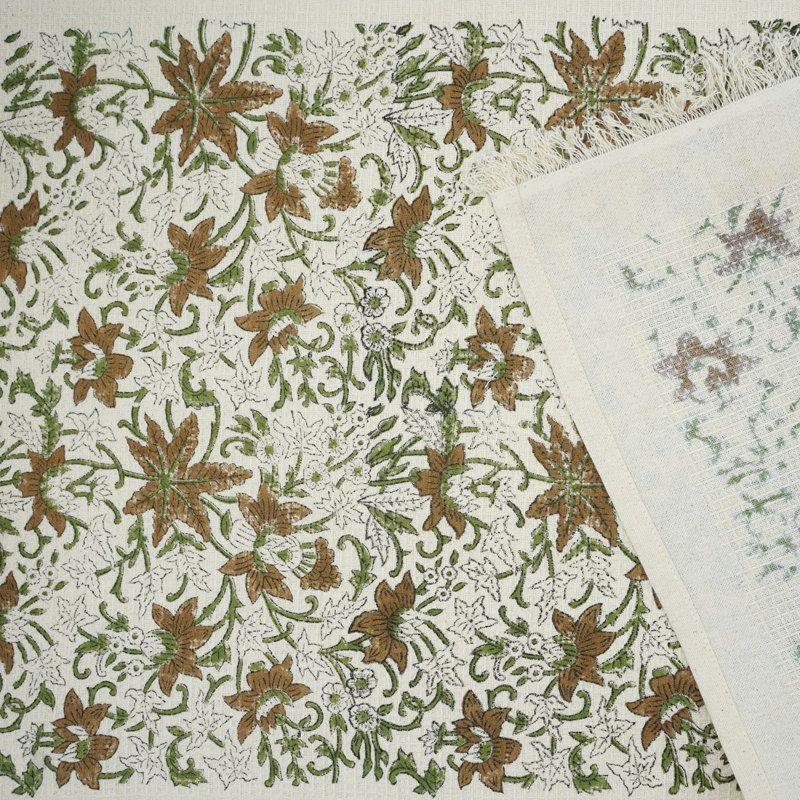 100% Cotton Floral Hand Block Print Waffle Hand Towels - Soft, Absorbent, and Handcrafted to Perfection (Saptrishi, Brown)