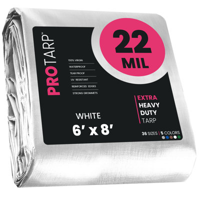 6 ft. x 8 ft. 22 Mil Heavy Duty Polyethylene Tarp, Waterproof, UV Resistant