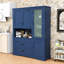 Armoire de cuisine autoportante avec tablettes réglables, portes en verre givré et ensemble anti-basculement-373013543