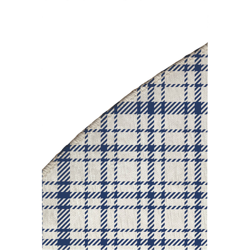 Liz Plaid Non-Slip Outdoor Rug, Round 5'