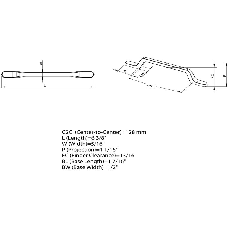 Rounded 5 1/16" Center Arch Pull Multipack, Matte Black