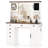  Farmhouse Vanity Desk W/ Lighted Mirror Makeup Vanity Table W/ 3 Doors