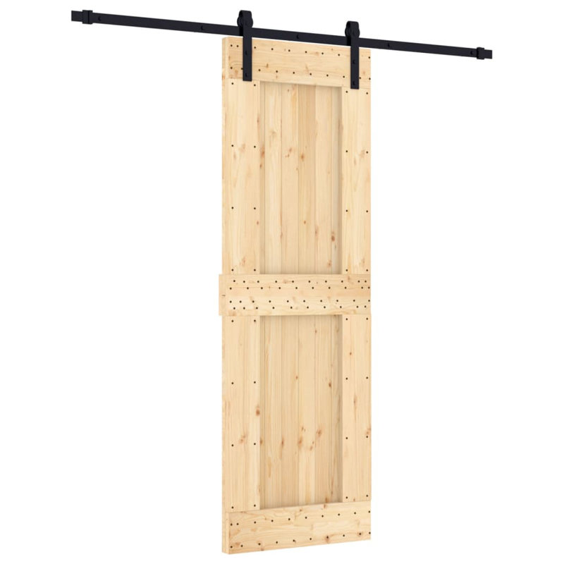 Porte coulissante avec quincaillerie Vidaxl, 27,6 po x 82,7 po, Noir/naturel