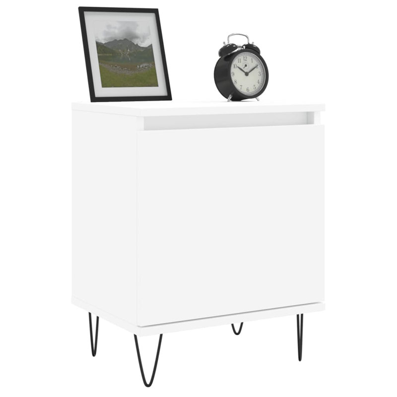 Bismarck 40cm W Iron Bedside Table, White, Set of 2