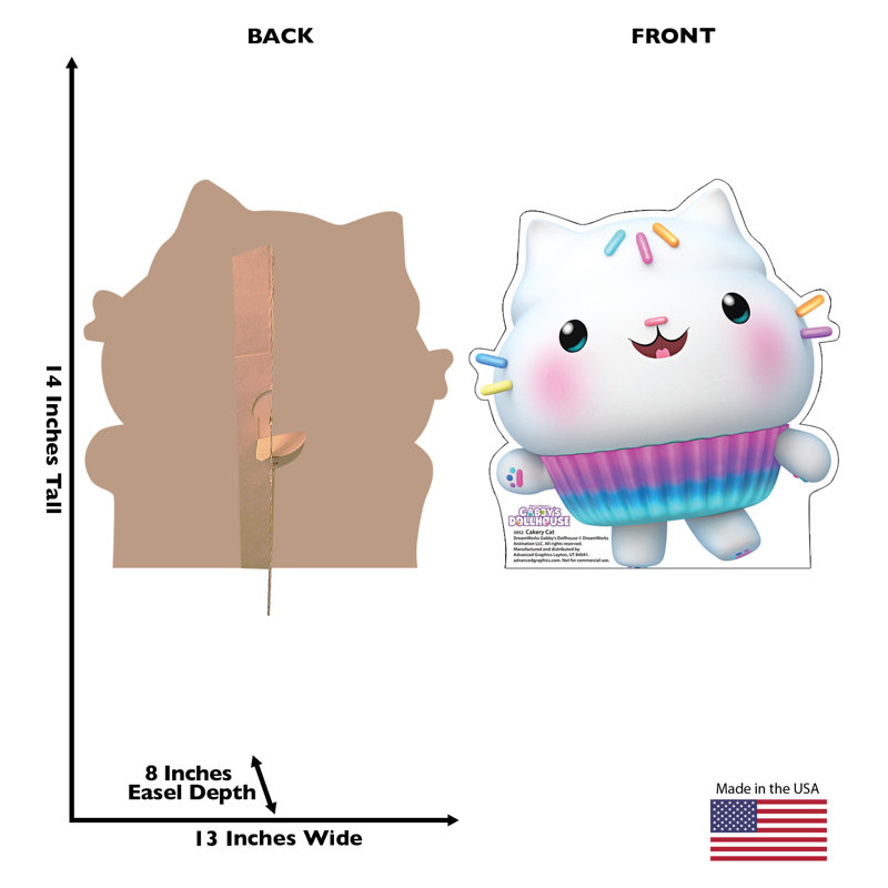 14'' Multicolor Cardboard Cakey Cat Standup