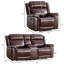 3 - Piece Modern Genuine Leather Manual Reclining Living Room Set With Storage Console & Cup Holders