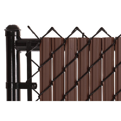 Proudly! - SoliTube Slat Privacy Inserts for Chain-Link Fence, Double-Wall Vertical Bottom-Locking Slats with Wings (5ft, Brown)