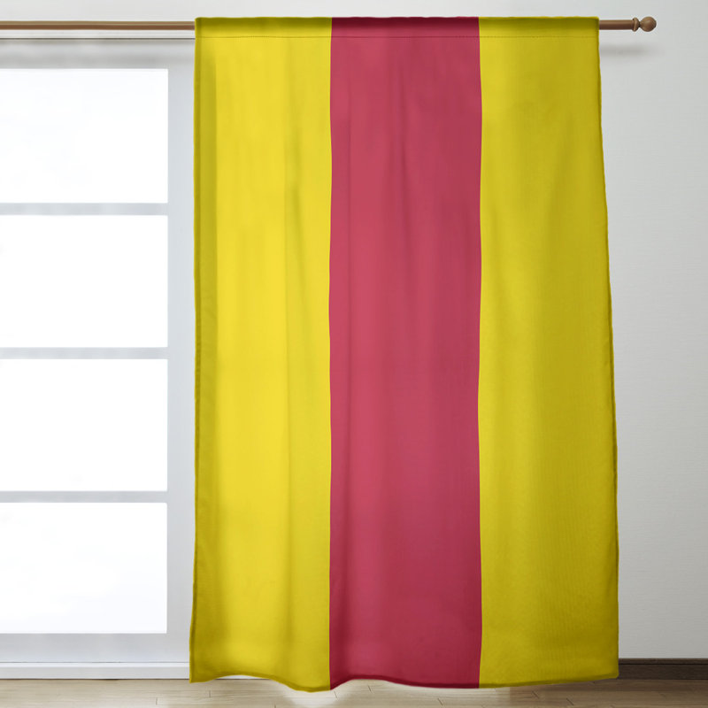 Striped Room Darkening Rod Pocket Single Curtain Panel, Seattle Baseball Yellow/Red/Yellow