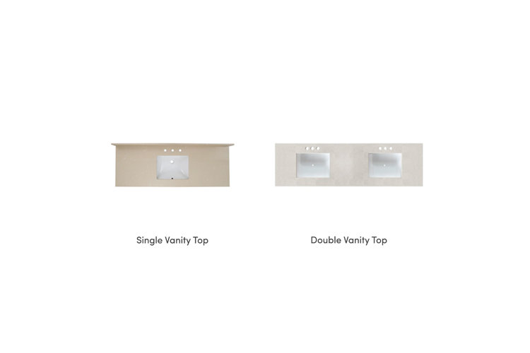 types of vanity tops collage with single vanity tops and double vanity tops