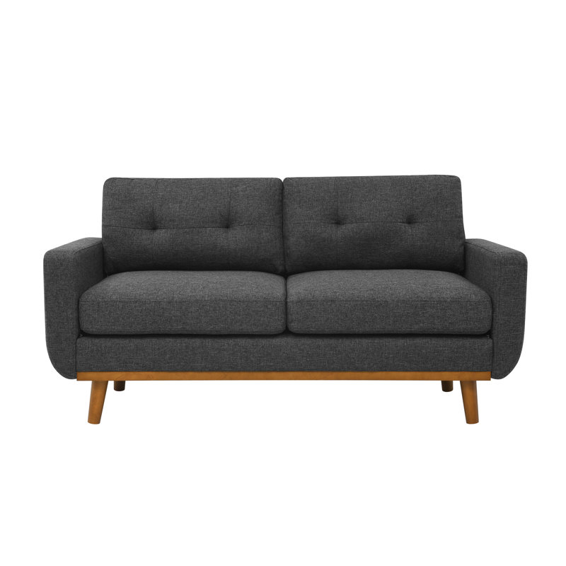 Canapé 2 places de style Mid-Century Modern, revêtement gris foncé, 172 cm de large, idéal pour étudier, se détendre la fin de semaine ou simplement pour une pause.