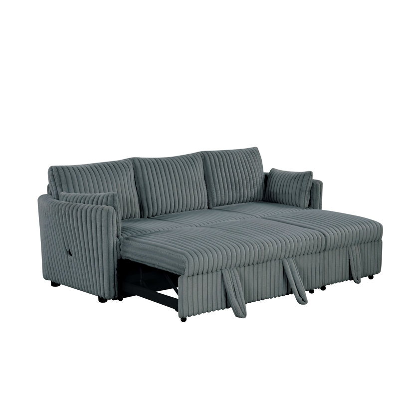 Canapé-lit escamotable Cindi avec ports USB, Gris foncé