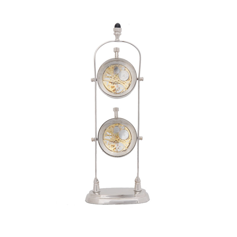 Analog Metal Mechanical Tabletop Clock in Chrome