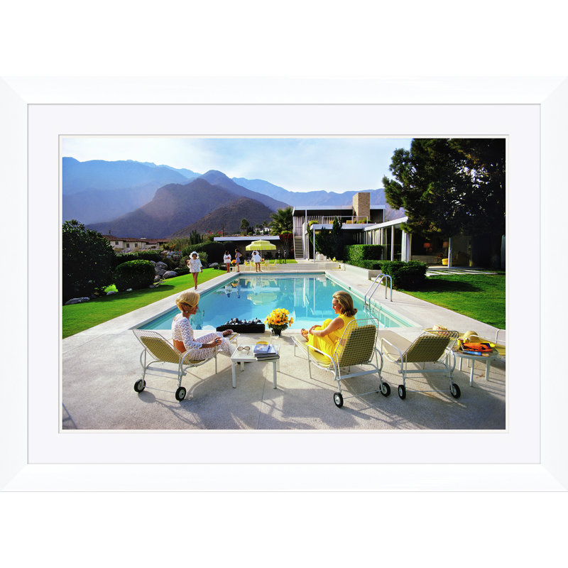 Poolside Glamour Print by Slim Aarons, 23" H x 31" W, Picture Framed Paper, Black