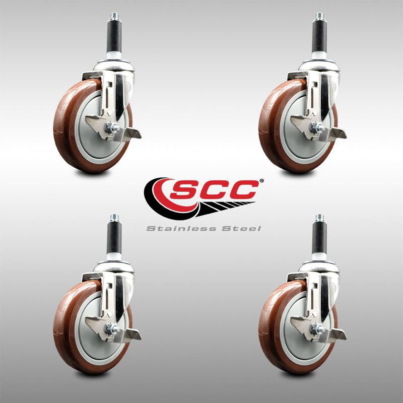 Jeu de roulettes extensibles en acier inoxydable 316SS, Marron