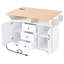55.7'' Kitchen Island With 2 Folding Leaves, 5 Wheels Mobility, Electrical Outlet, Dining Table, 3 Drawers, White Drop Leaf, 5 Motion, Power Socket, Towel Rack,-121108713