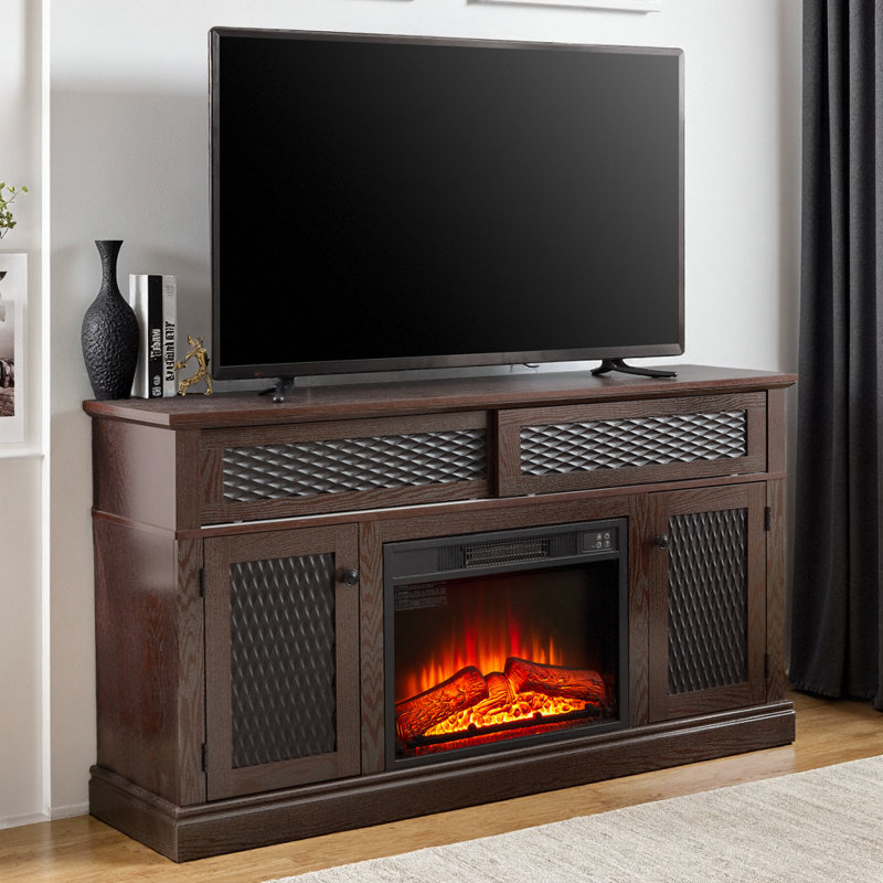 Charmant meuble télé avec beaucoup de rangement pour un espace de vie confortable et organisé, Cerisier, Oui