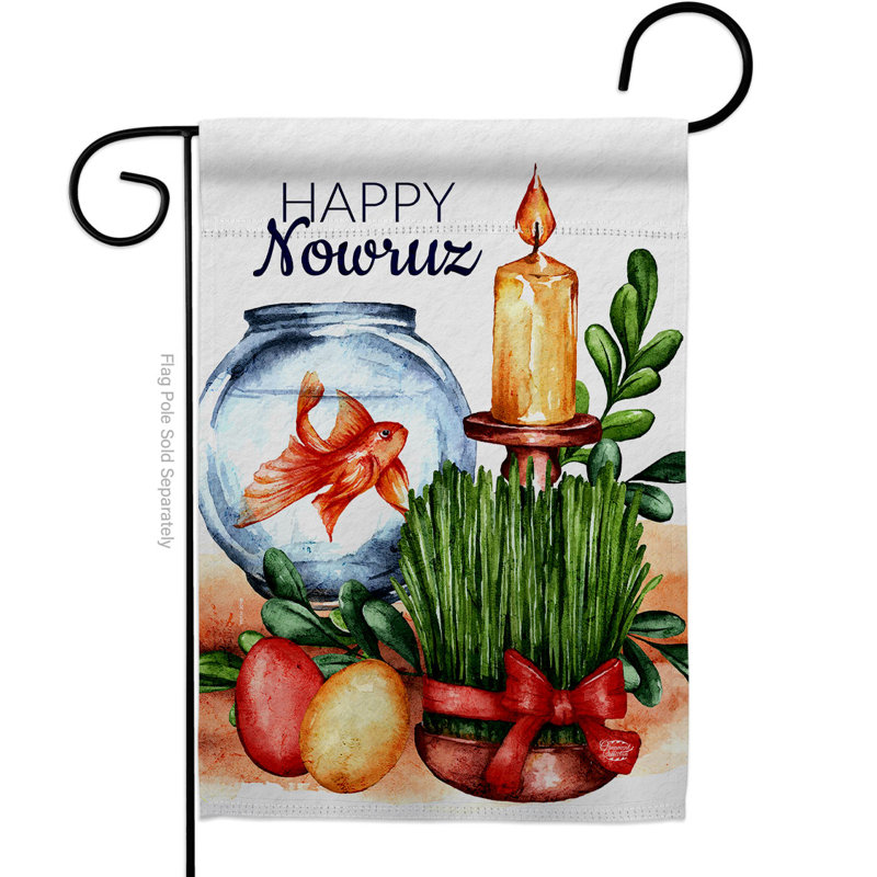Drapeau de jardin à 2 côtés Nowruz, H 18,5 po x l 13 po