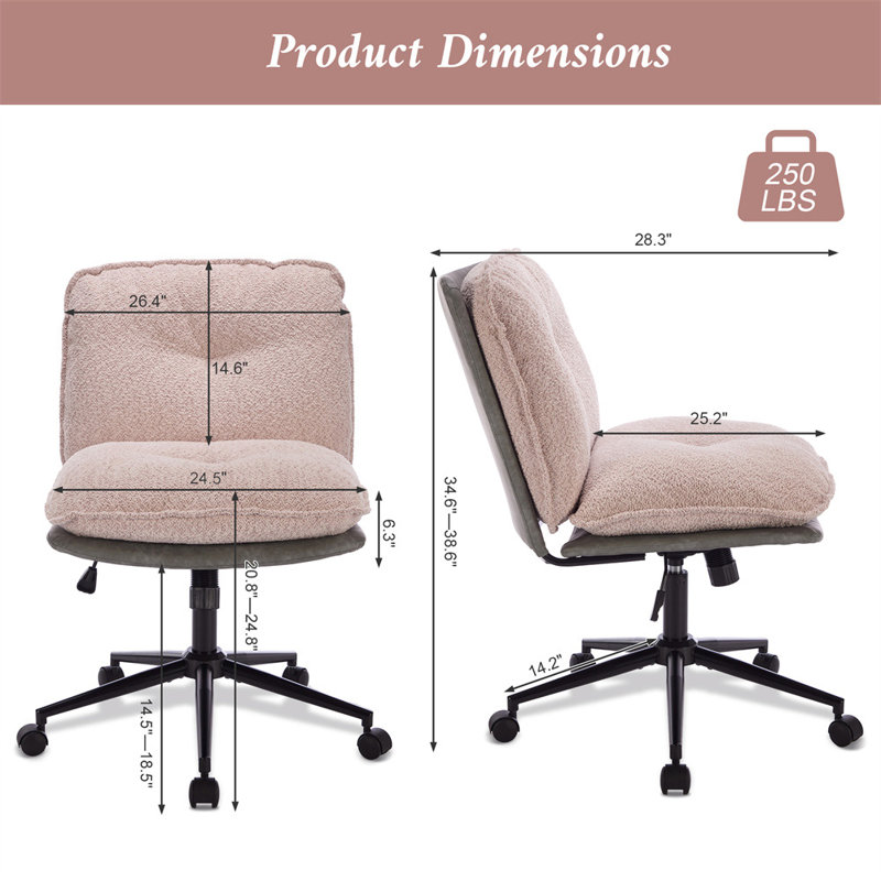 Chaise de bureau Shamberg, Rose, Gris