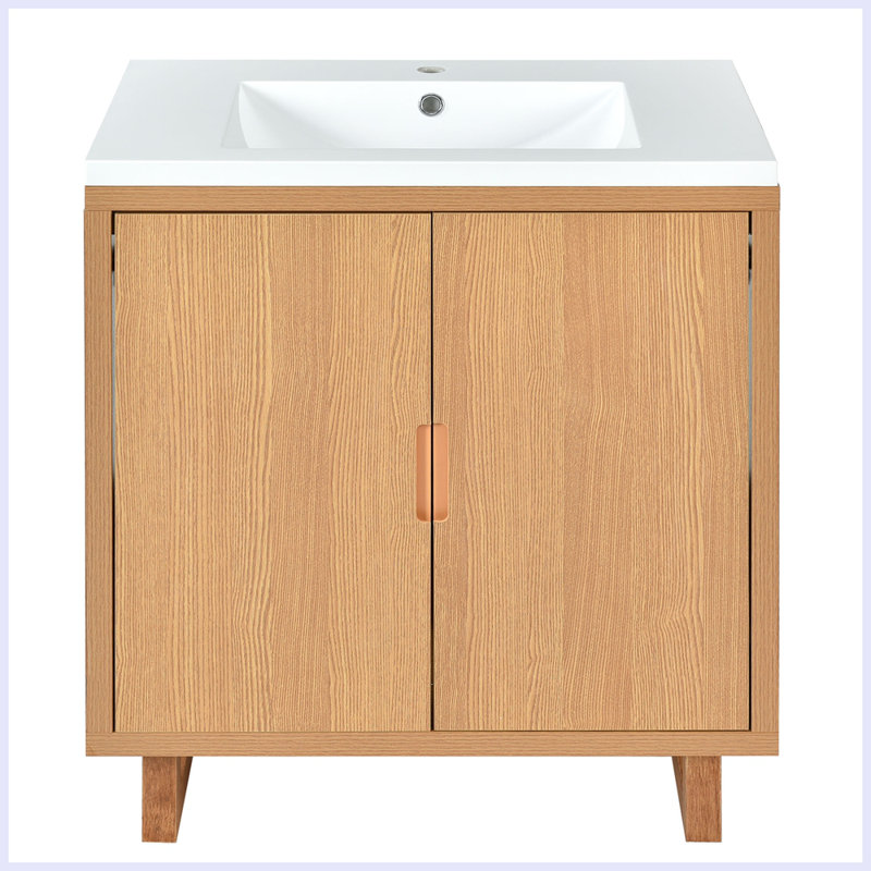 Modern Bathroom Vanity Set with Sink, Wood Color